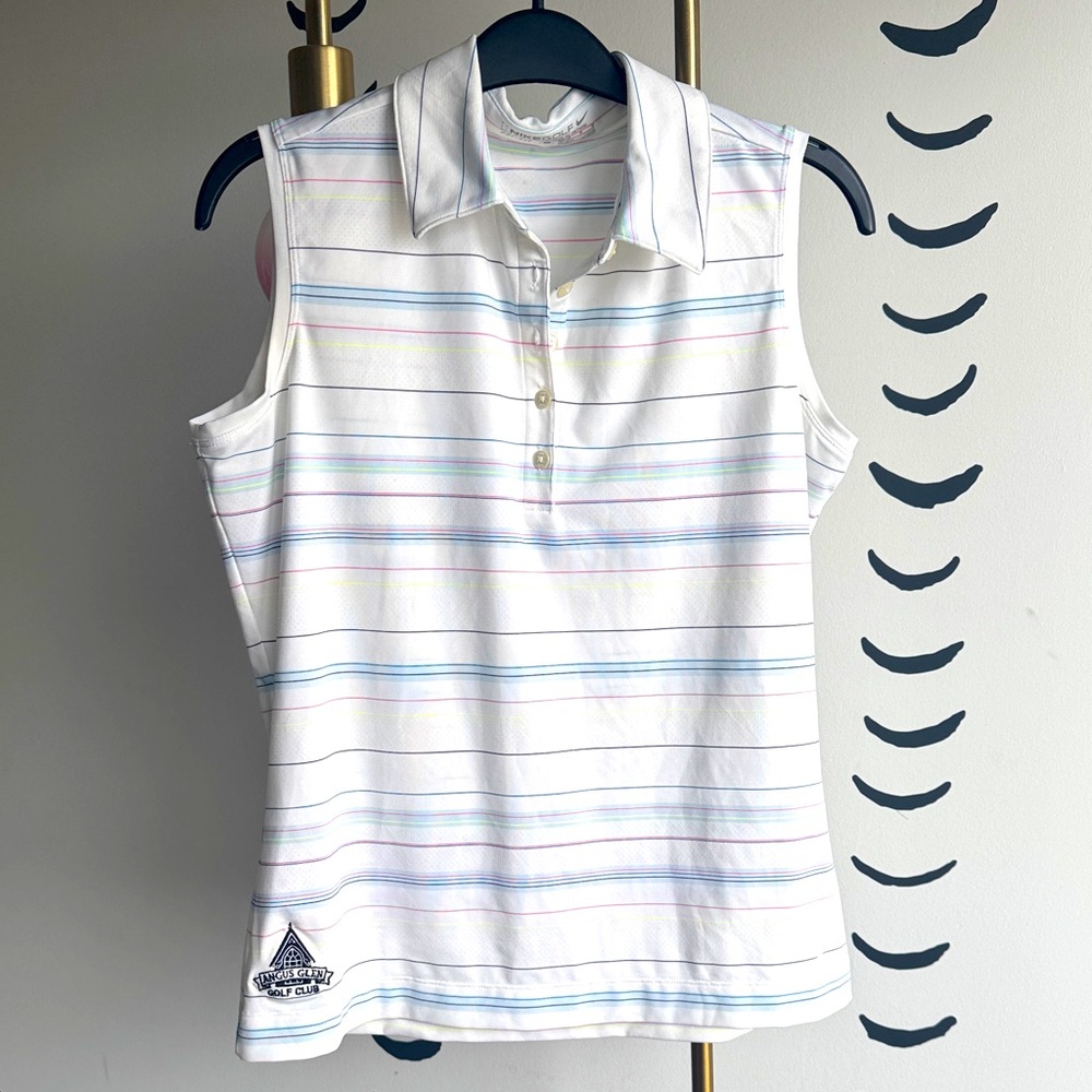 Nike Golf Women’s Polo Shirt Medium White Base with Stripes